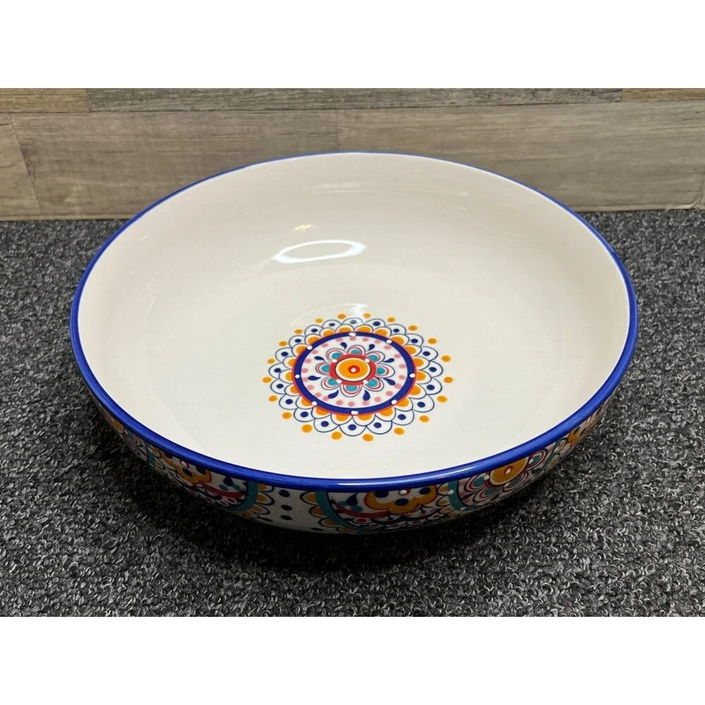 Dash of That - Ellie - Boho Style 11.75” Shallow Serving Bowl